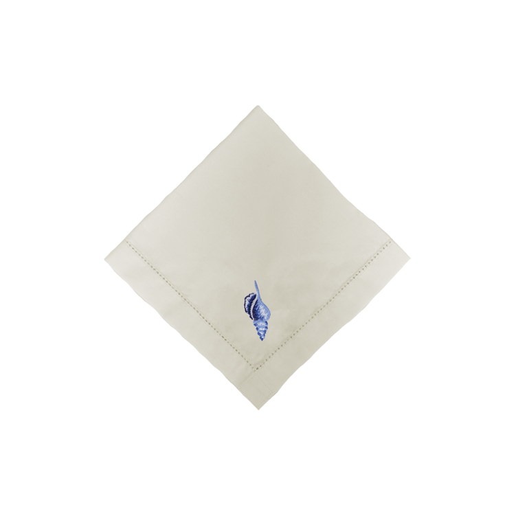 Guardanapo Algodao Com Ajour Cru Concha Azul - Decortextil